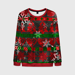 Мужской свитшот Рождественские узоры ёлки и снежинки