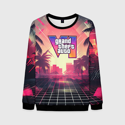 Мужской свитшот GTA 6 retro abstract logo / 3D-Черный – фото 1