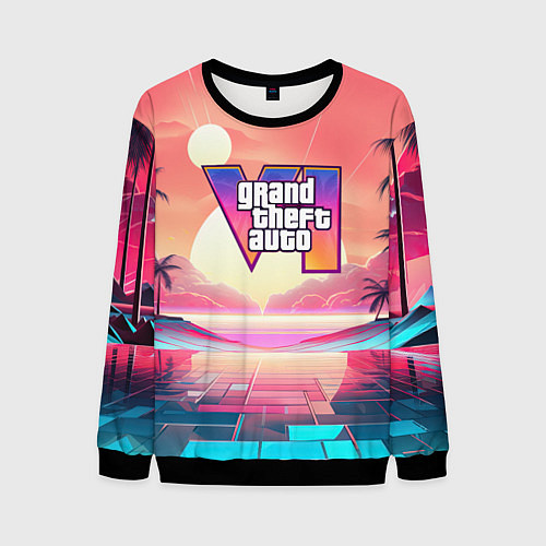 Мужской свитшот GTA 6 retro abstract / 3D-Черный – фото 1
