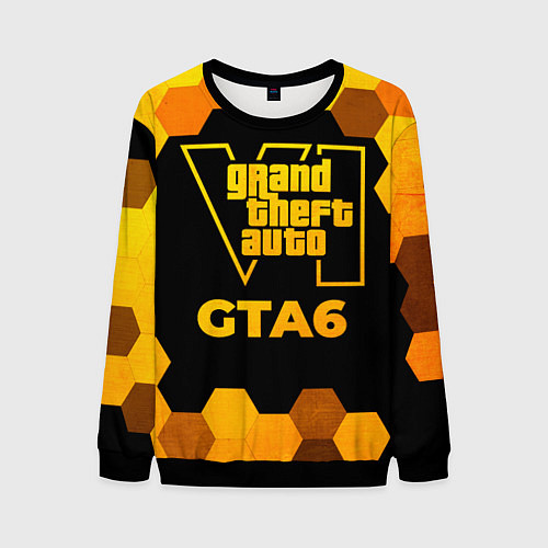 Мужской свитшот GTA6 - gold gradient / 3D-Черный – фото 1