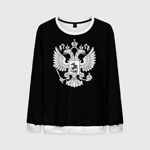 Мужской свитшот Герб РФ серый патриотический / 3D-Белый – фото 1