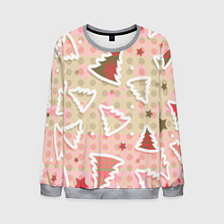Свитшот мужской Розовые узоры ёлки, цвет: 3D-меланж