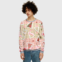 Свитшот мужской Розовые узоры ёлки, цвет: 3D-меланж — фото 2