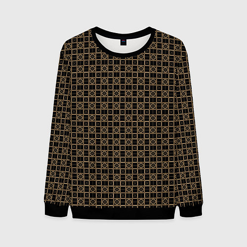 Мужской свитшот Тёмно-коричневый паттерн / 3D-Черный – фото 1