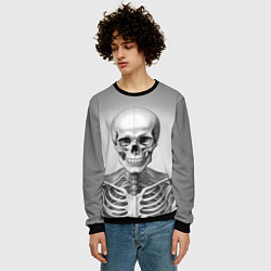 Свитшот мужской Скелет черно белый, цвет: 3D-черный — фото 2