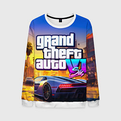 Свитшот мужской Grand theft auto 6 street vice city, цвет: 3D-белый