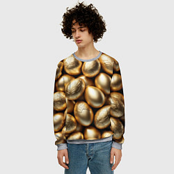 Свитшот мужской Золотые Пасхальные яйца, цвет: 3D-меланж — фото 2