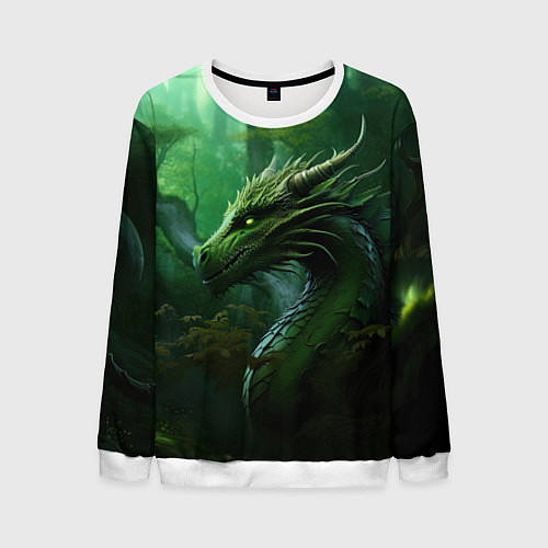 Мужской свитшот Зеленый лесной дракон 2024 / 3D-Белый – фото 1
