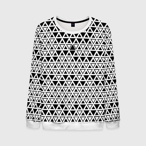 Мужской свитшот Треугольники чёрные и белые / 3D-Белый – фото 1