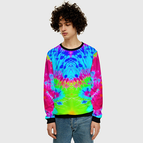 Мужской свитшот Tie-Dye abstraction / 3D-Черный – фото 3