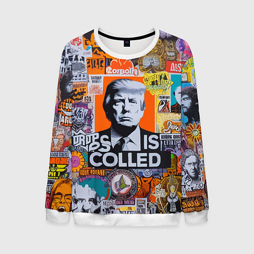 Мужской свитшот Donald Trump - american сollage / 3D-Белый – фото 1