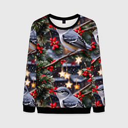 Мужской свитшот Рождественская птица пересмешник