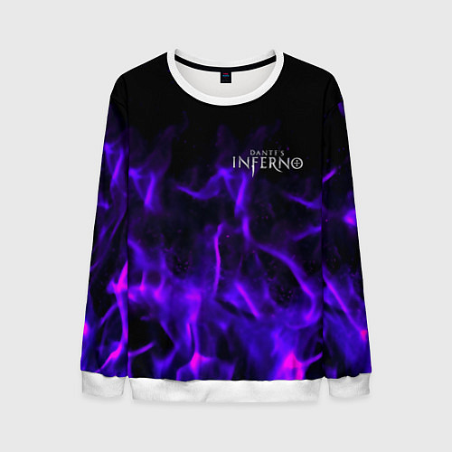 Мужской свитшот Dantes Inferno flame neon / 3D-Белый – фото 1