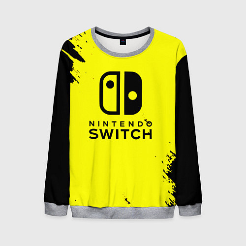 Мужской свитшот Nintendo switch краски на жёлтом / 3D-Меланж – фото 1