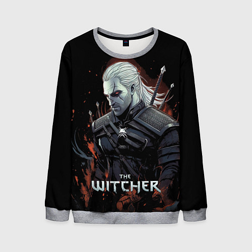 Мужской свитшот Ведьмак Геральт из Ривии / 3D-Меланж – фото 1