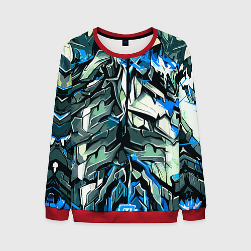 Мужской свитшот Синий камень на чёрном фоне / 3D-Красный – фото 1