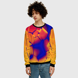 Свитшот мужской Плиты разломы сепия негатив, цвет: 3D-черный — фото 2