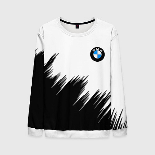 Мужской свитшот BMW чёрные штрихи текстура / 3D-Белый – фото 1