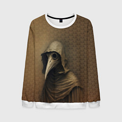 Свитшот мужской Чумной доктор в балахоне, цвет: 3D-белый