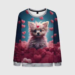 Мужской свитшот Милый щенок в сердечках