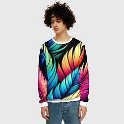 Свитшот мужской Color feathers - neon, цвет: 3D-белый — фото 2