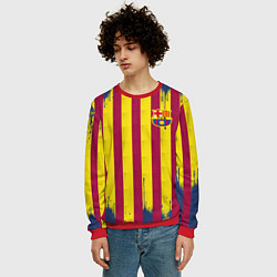 Свитшот мужской Полосатые цвета футбольного клуба Барселона, цвет: 3D-красный — фото 2