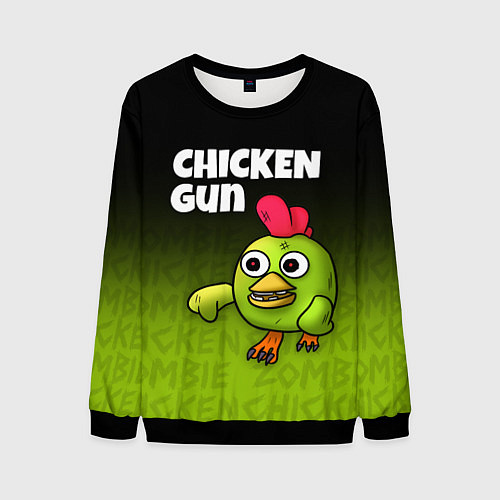 Мужской свитшот Chicken Gun - Zombie Chicken / 3D-Черный – фото 1