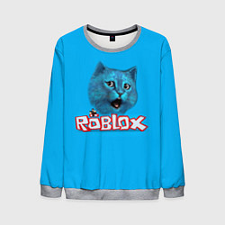 Свитшот мужской Roblox синий кот, цвет: 3D-меланж