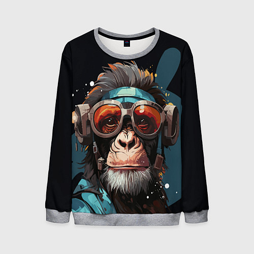 Мужской свитшот Крутая обезьяна в очках / 3D-Меланж – фото 1