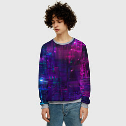 Свитшот мужской Неоновые огни квадратов, цвет: 3D-меланж — фото 2