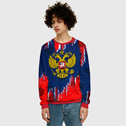 Свитшот мужской Россия краски герб, цвет: 3D-красный — фото 2