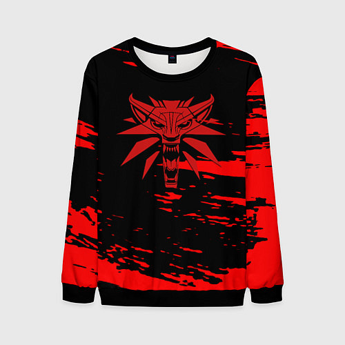 Мужской свитшот The witcher лого ведьмака краски / 3D-Черный – фото 1