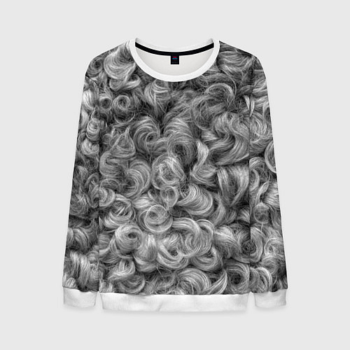 Мужской свитшот Кудрявая шерсть баранов / 3D-Белый – фото 1