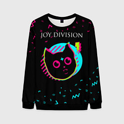 Свитшот мужской Joy Division - rock star cat, цвет: 3D-черный