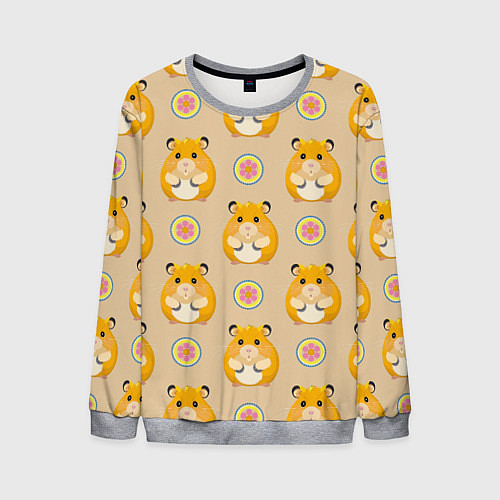 Мужской свитшот Хомяк и цветок / 3D-Меланж – фото 1