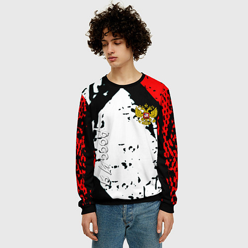 Мужской свитшот Россия краски текстура / 3D-Черный – фото 3