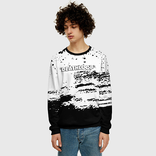 Мужской свитшот Deathloop чёрные краски / 3D-Черный – фото 3