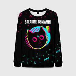 Свитшот мужской Breaking Benjamin - rock star cat, цвет: 3D-черный