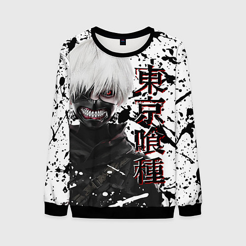 Мужской свитшот Kaneki Ken - Токийский Гуль / 3D-Черный – фото 1