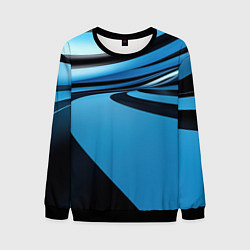 Мужской свитшот Черная и синяя абстракция в виде волн