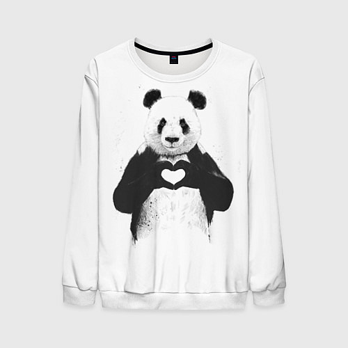 Мужской свитшот Panda love / 3D-Белый – фото 1