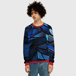 Свитшот мужской Синие объемные геометрические объекты, цвет: 3D-красный — фото 2