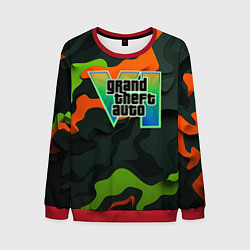 Мужской свитшот Gta лого зелено-оранжевый камуфляж