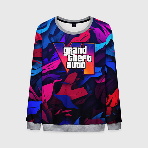 Мужской свитшот Gta лого камуфляж яркие листья / 3D-Меланж – фото 1