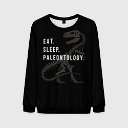 Свитшот мужской Eat sleep paleontology, цвет: 3D-черный