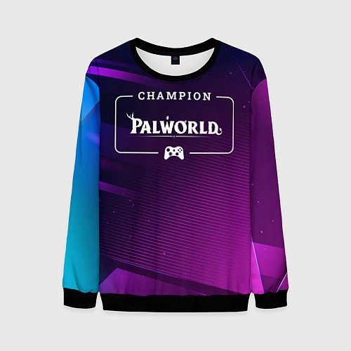 Мужской свитшот Palworld gaming champion: рамка с лого и джойстико / 3D-Черный – фото 1