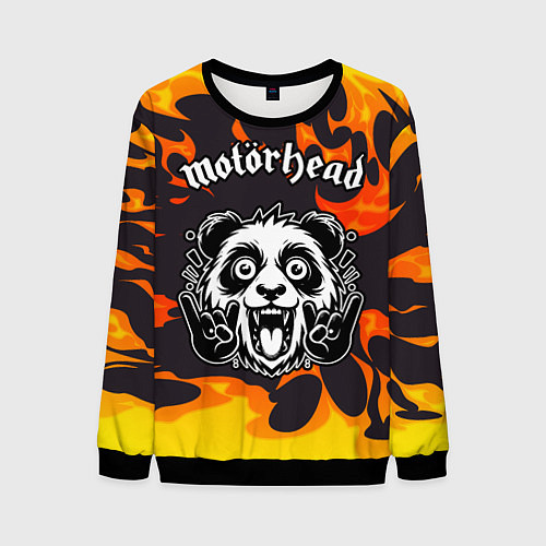 Мужской свитшот Motorhead рок панда и огонь / 3D-Черный – фото 1