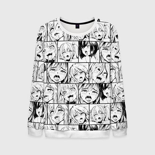 Мужской свитшот Ahegao pattern / 3D-Белый – фото 1