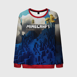 Свитшот мужской Minecraft лого и горы, цвет: 3D-красный