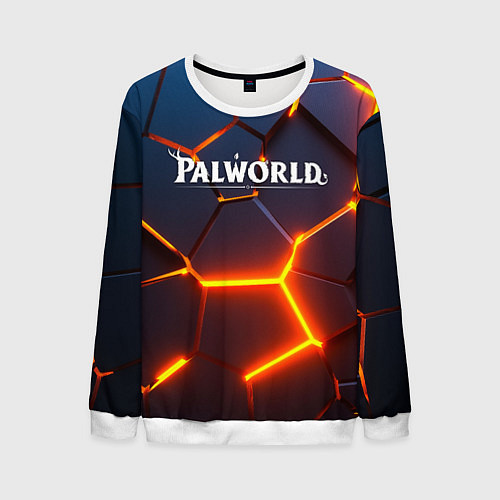 Мужской свитшот Palworld logo разлом плит / 3D-Белый – фото 1